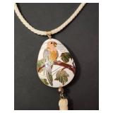 Cloisonne Bird Pendant Necklace with Tassel