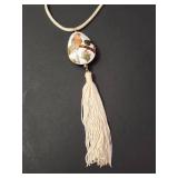 Cloisonne Bird Pendant Necklace with Tassel