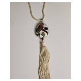 Cloisonne Bird Pendant Necklace with Tassel