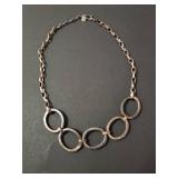 Silpada Sterling Silver Circle Link Statement Necklace 37.6g