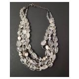Silpada Clear Quartz and Pearl Multi-Strand Statement Necklace