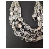 Silpada Clear Quartz and Pearl Multi-Strand Statement Necklace