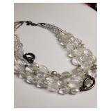 Silpada Clear Quartz and Pearl Multi-Strand Statement Necklace