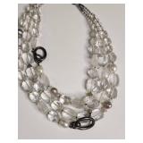 Silpada Clear Quartz and Pearl Multi-Strand Statement Necklace
