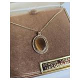 12KT Gold Filled Tiger Eye Pendant Necklace