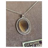 12KT Gold Filled Tiger Eye Pendant Necklace