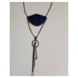 Silpada Blue Enamel Multi-Chain Crystal Drop Necklace