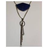 Silpada Blue Enamel Multi-Chain Crystal Drop Necklace