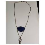 Silpada Blue Enamel Multi-Chain Crystal Drop Necklace