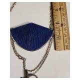 Silpada Blue Enamel Multi-Chain Crystal Drop Necklace