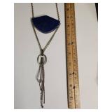Silpada Blue Enamel Multi-Chain Crystal Drop Necklace