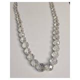 Clear Crystal Bead Necklace with Decorative Clasp