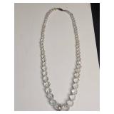 Clear Crystal Bead Necklace with Decorative Clasp