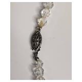Clear Crystal Bead Necklace with Decorative Clasp