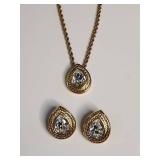 Swarovski Crystal Teardrop Jewelry Set with Gold Rope Design