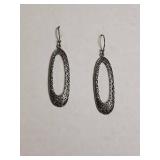 Sterling Silver Filigree Oval Dangle Earrings 5.9g