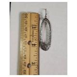 Sterling Silver Filigree Oval Dangle Earrings 5.9g