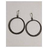 Large Hammered Sterling Silver Hoop Earrings Silpada .925 8g