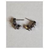 Sterling Silver Marcasite and CZ Half Hoop Earrings