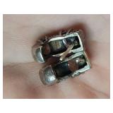 Sterling Silver Marcasite and CZ Half Hoop Earrings