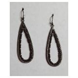 Sterling Silver Teardrop Earrings with Bronze Seed Beads 5g