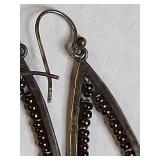Sterling Silver Teardrop Earrings with Bronze Seed Beads 5g