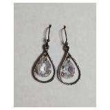 Sterling Silver Crystal Teardrop Dangle Earrings