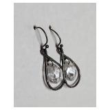 Sterling Silver Crystal Teardrop Dangle Earrings