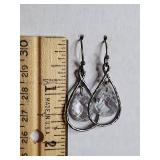 Sterling Silver Crystal Teardrop Dangle Earrings