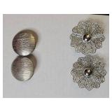 2 Pairs Of Silver Tone Clip On Earrings