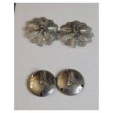 2 Pairs Of Silver Tone Clip On Earrings