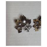 Two-Tone Metal Leaf Earrings and Clips Set