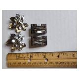 Two-Tone Metal Leaf Earrings and Clips Set