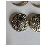 Gold Tone Hoop Earrings and Flower Design Earrings