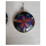 Cloisonne Enamel Flower Disc Earrings