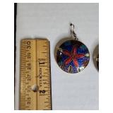 Cloisonne Enamel Flower Disc Earrings