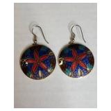 Cloisonne Enamel Flower Disc Earrings
