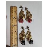 Spiral Wire Dangle Earrings Red And Gold/Black And Gold