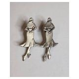 Vintage Silver Tone Ballet Dancer Earrings