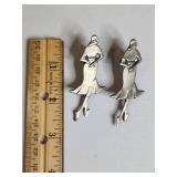 Vintage Silver Tone Ballet Dancer Earrings