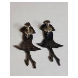 Vintage Silver Tone Ballet Dancer Earrings