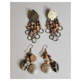 Handmade Shell and Bead Earring Set