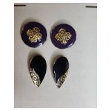 Black and Gold/ Purple And Gold Enamel Earring Set