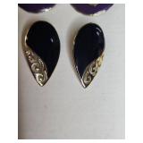 Black and Gold/ Purple And Gold Enamel Earring Set