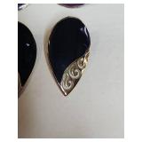Black and Gold/ Purple And Gold Enamel Earring Set