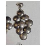 Silver Tone Earring Set - Cluster and Beaded Drop Design