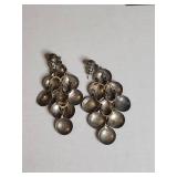 Silver Tone Earring Set - Cluster and Beaded Drop Design