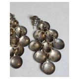 Silver Tone Earring Set - Cluster and Beaded Drop Design