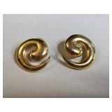 Designer Black Enamel and Gold Tone Earring Set