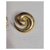 Designer Black Enamel and Gold Tone Earring Set